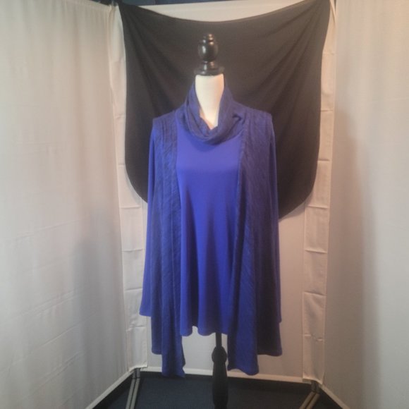 Susan Graver Jewel blue, cowl neck tunic size XL. - Picture 1 of 3
